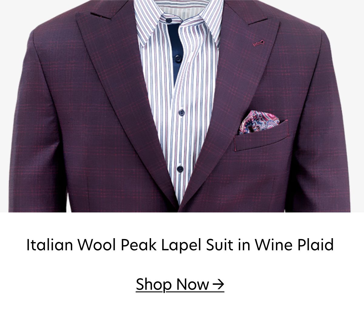 Italian wool suits from the Spring Collection. Paul Fredrick